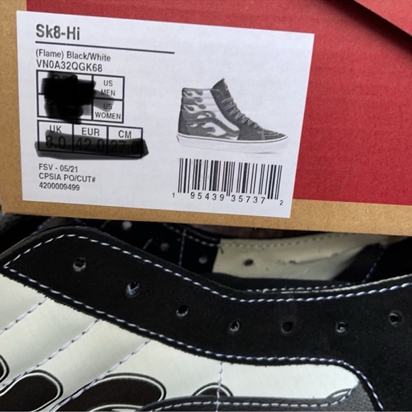 Vans Sk8-Hi Flame Black/White MENS - Picture 16 of 16